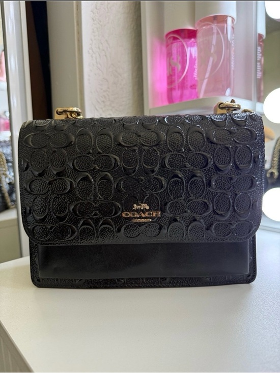 Coach Handbags - COACH Black Embossed Signature Leather Crossbody Bag